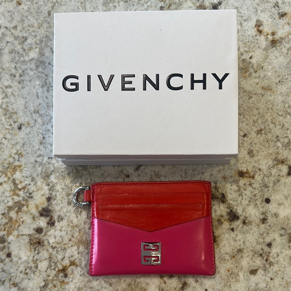 Givenchy Red and Pink Key Card Holder Sleek Design